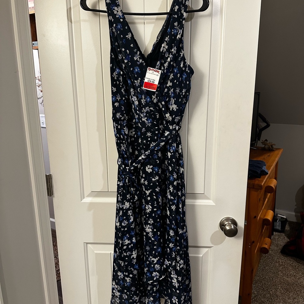 DKNY Navy Floral High Low Dress sz 12